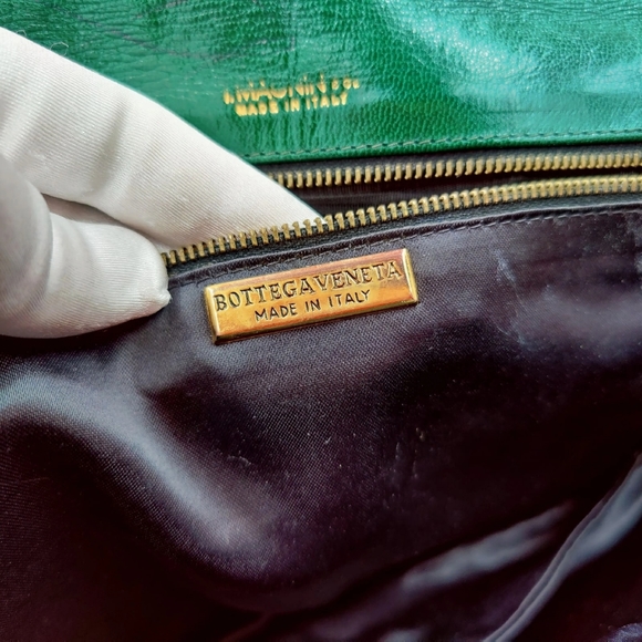 Vintage Clutch Bottega Veneta Authentic Green Leather - Picture 9 of 11